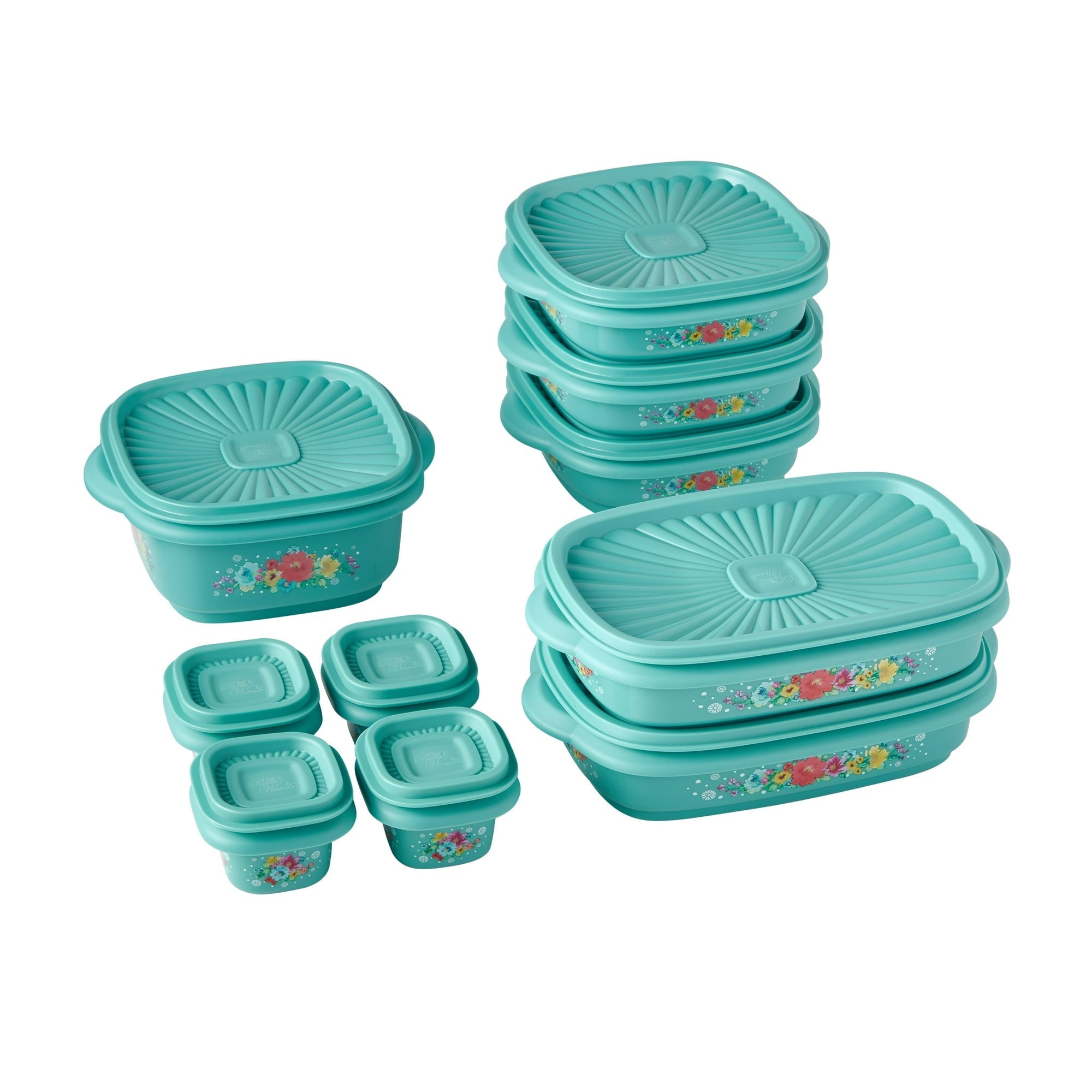 Plastic Food Storage Container Variety Set, Breezy Blossom 20 Piece Plastic Food Storage Container Variety Set, Breezy Blossom 20 Piece